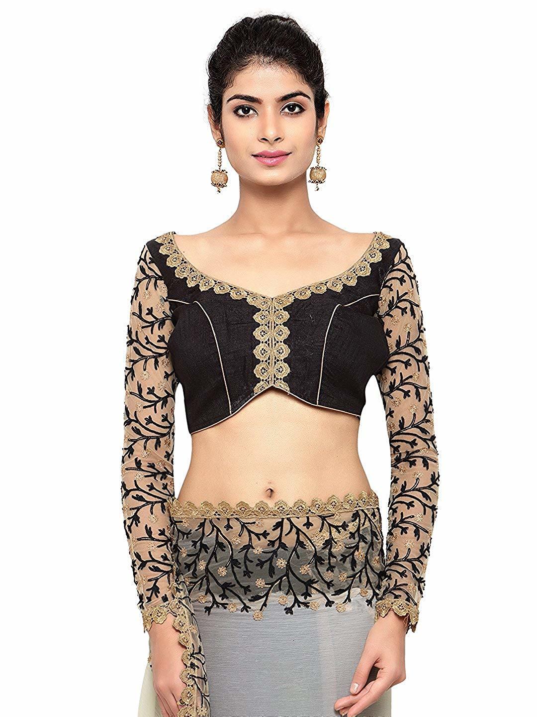 Party Wear Floral Heavy Embroidered Georgette And Net Saree In Black
