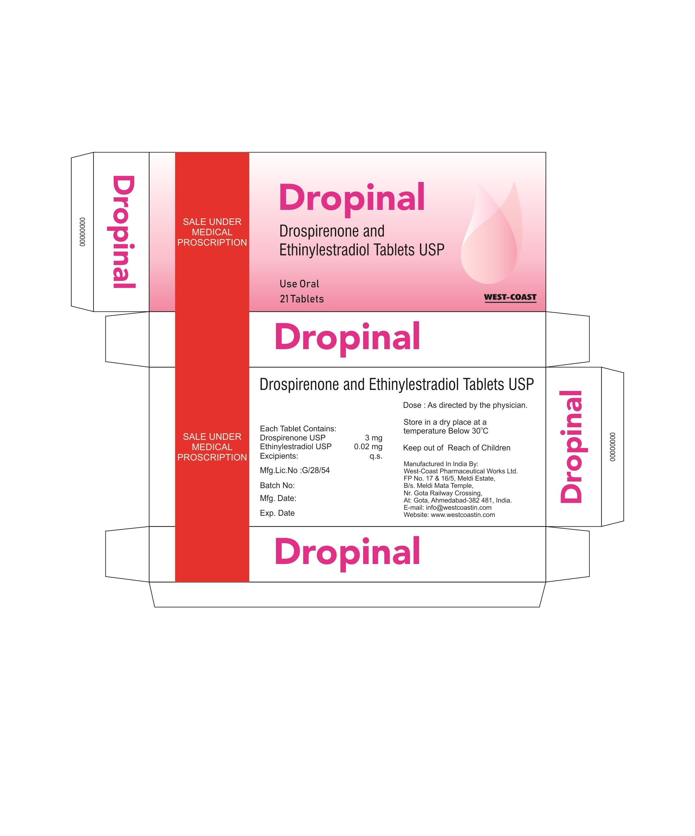 Drospirenone & Ehtinylestradiol Tablets Usp Application: -