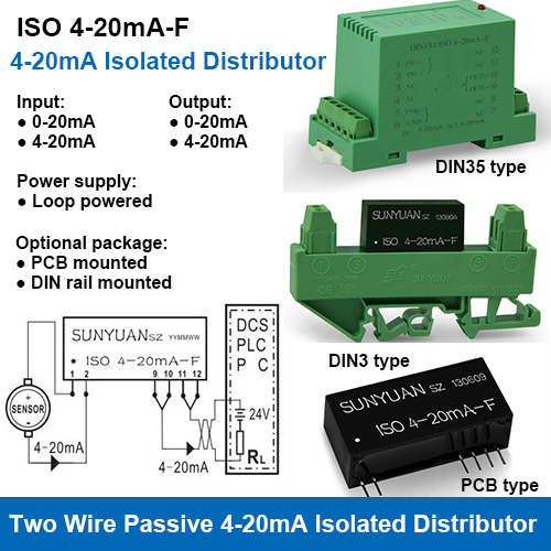Black Isos 4-20Ma-F Loop Powered 4-20Ma Power Distributor And Isolator For Two Wire Sensors