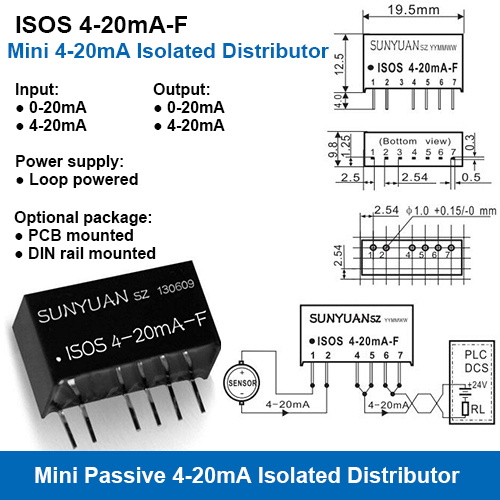 Ultra-Small Size Loop Powered 4-20Ma Isolation Distributor Input: 0-20Ma