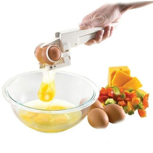 109 Plastic Handheld Egg Cracker with Separator - White Color | Effortless Egg Cracking, Clean Break Without Shells, Easy Load Design