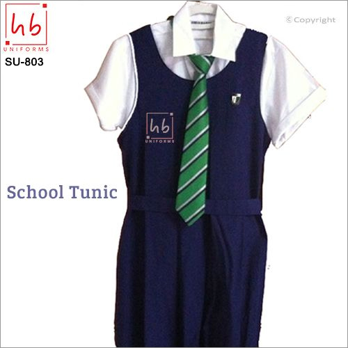School Tunic - Polyester, XS-XL Size, Navy Blue Color | Customizable Sleeveless Design with Round Neck and Zipper Closure