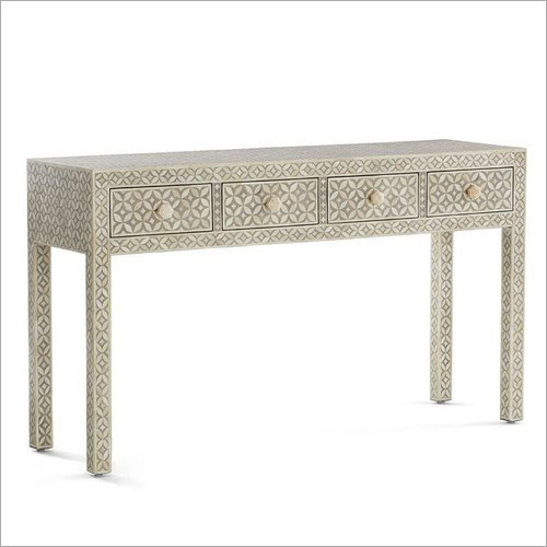 Geometric Design Bone Inlay Console Table No Assembly Required
