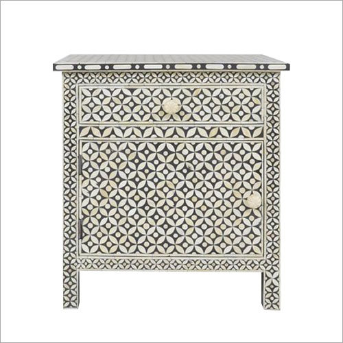 Residential Bone Inlay Bedside Table No Assembly Required