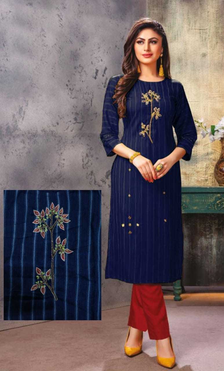 Viscous With Liner Embroidery With Handwork