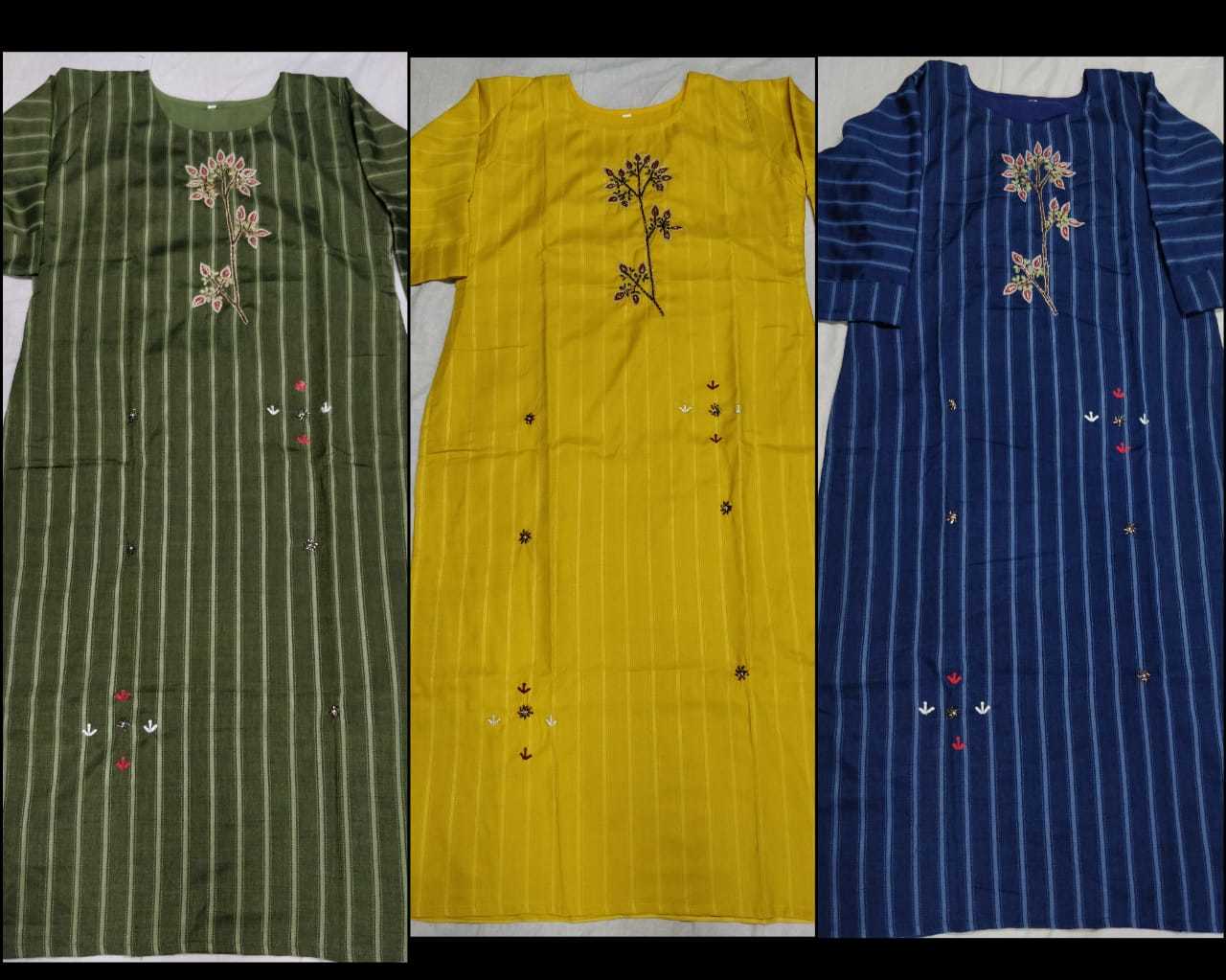 Viscous With Liner Embroidery With Handwork