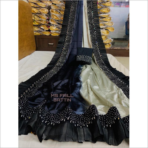 Plain Designer Satin Saree