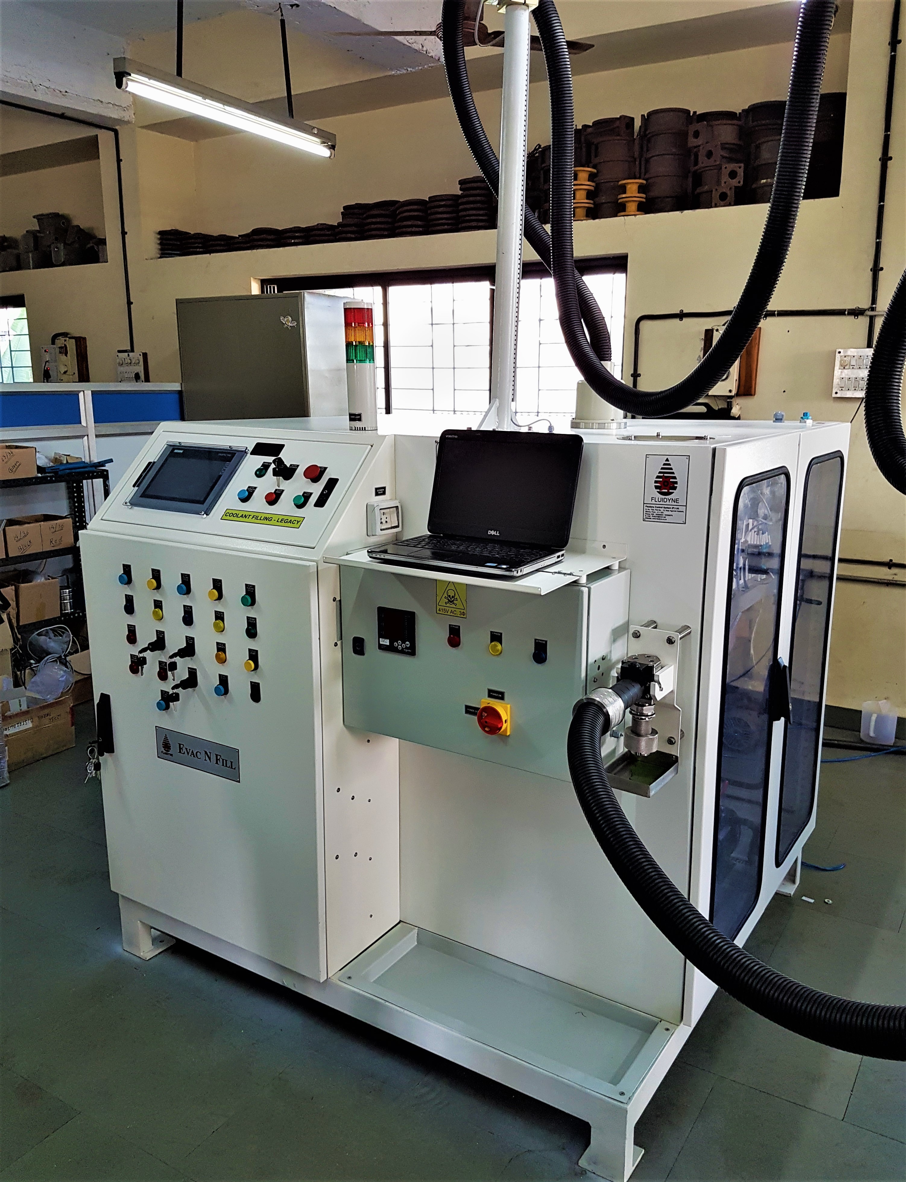 White & Blue Vacuum Based Brake Fluid Dispensing System