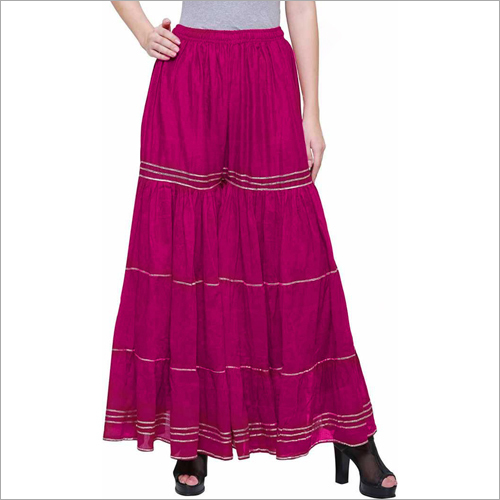 Ladies Cotton Sharara Palazzo - Cotton Material, Size S-XXL, Pink Color | Washable, All Season Wear, Ethnic Style
