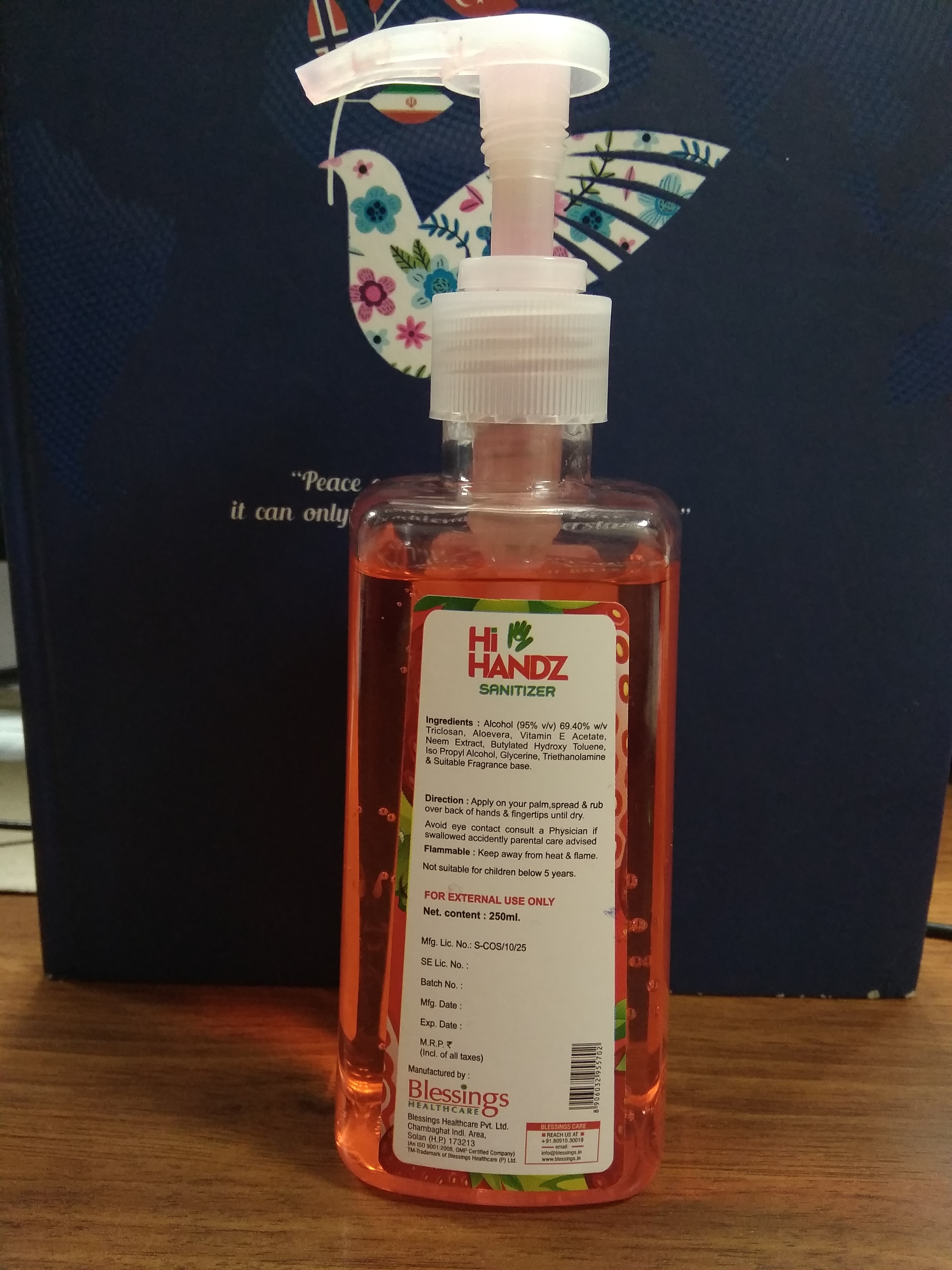 Hi Handz - 250ml Alcohol Gel With 69.40% Triclosan, Aloe Vera, Vitamin E Acetate, Neem Extract, Glycerine, Iso Propyl Alcohol, Recommended For All Skin Types - Ultimate Antibacterial Care