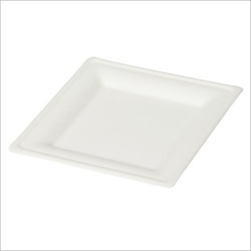 Bagasse Square Plate - 8 Inch Size, White Color | Eco-friendly, Biodegradable Material, Premium Quality