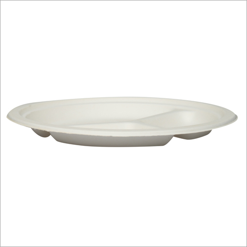 10 Inch 3 Compartment Bagasse Plate - Round Shape