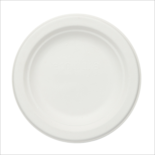 Baggase Round Plate - Bagasse Material, 6 Inch Diameter, White Color | Good Quality And Eco-friendly Design