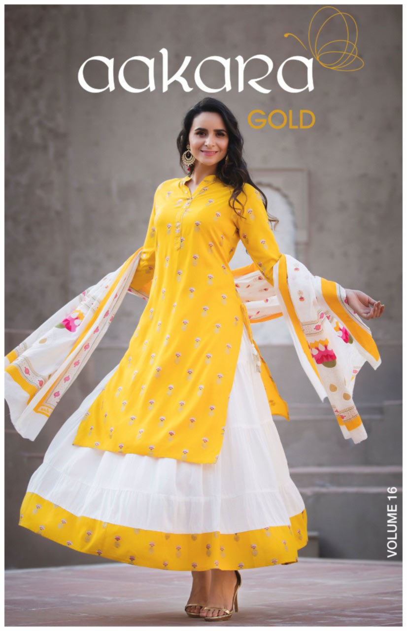 Rayon Cotton Kurti Set - Embroidered Kurti, Printed Pant/palazzo/skirt, Cotton Voile Dupatta | 3-4th Sleeve, Quick Dry Washable, Party Wear Ethnic Design