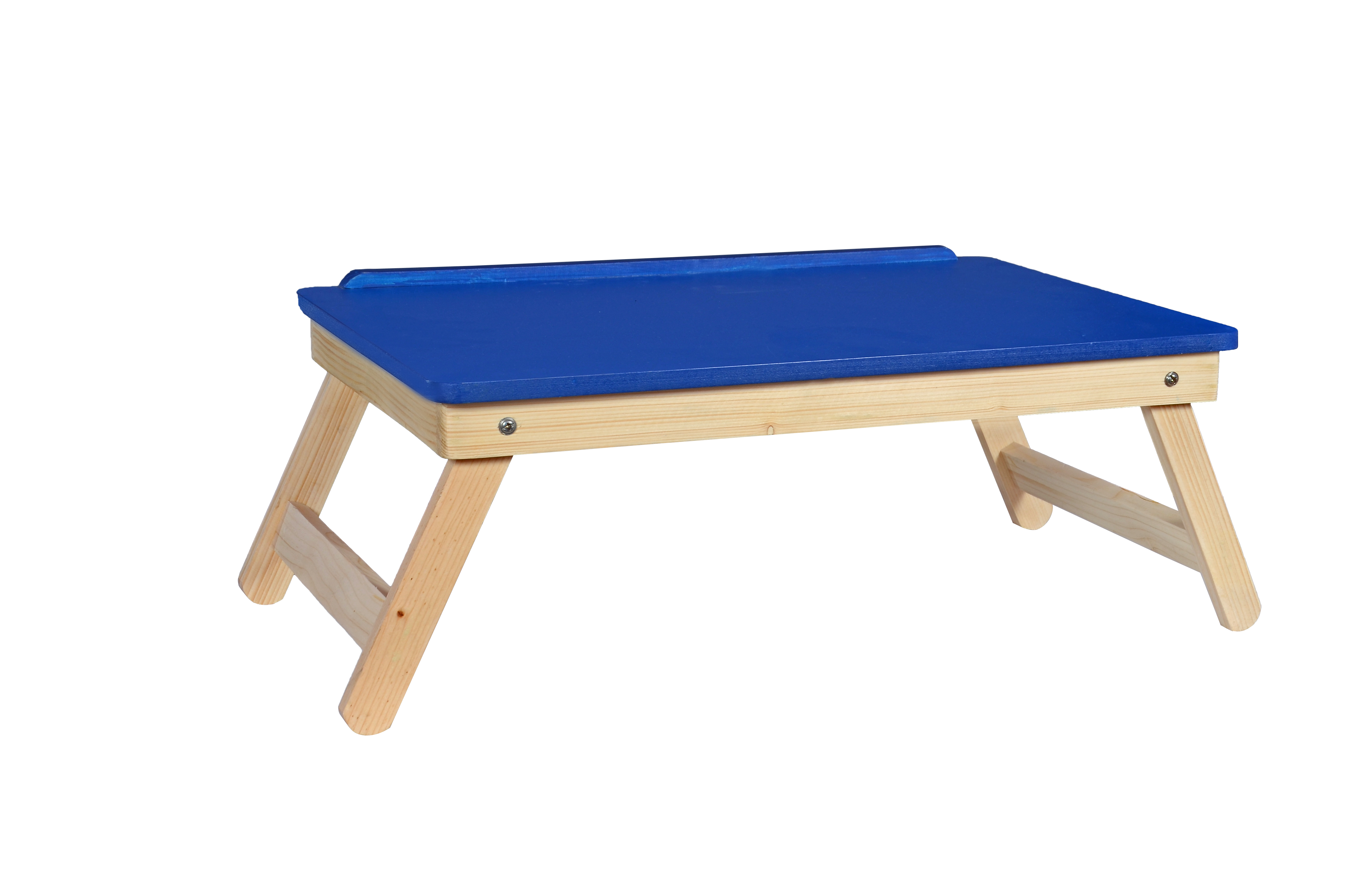 Blue Laptop Table - 100% Natural Wood 20.82 Cm Height X 53.34 Cm Width Gloss Finish | Multi-purpose Adjustable Height & Angle Foldable Prevents Neck & Shoulder Pain