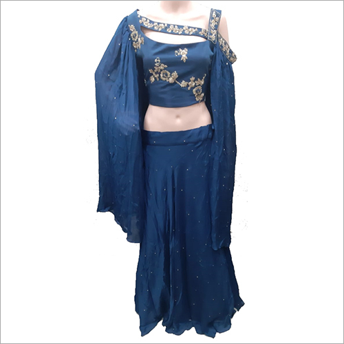 Indian Ladies Party Wear Crop Top With Skirt