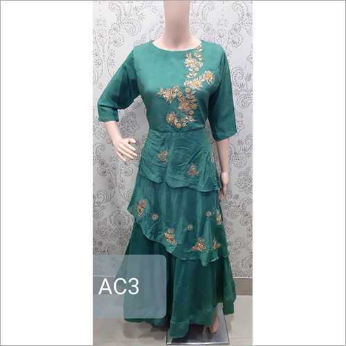 Ladies Round Pattern Traditional Gown - Cotton Blend Fabric, Available in Sizes S, M, L, XL | 3/4 Sleeve, Washable, Perfect for All Seasons