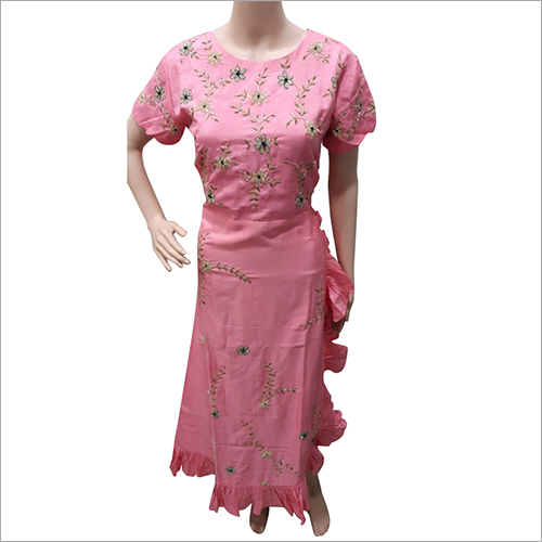 Spring Ladies Side Frill Gown