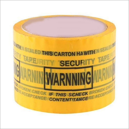 Warning Printed Tape - Polypropylene, 48mm Width x 66m Length, Yellow Color, Acrylic Adhesive, 76mm Core Diameter, 0.1mm Thickness