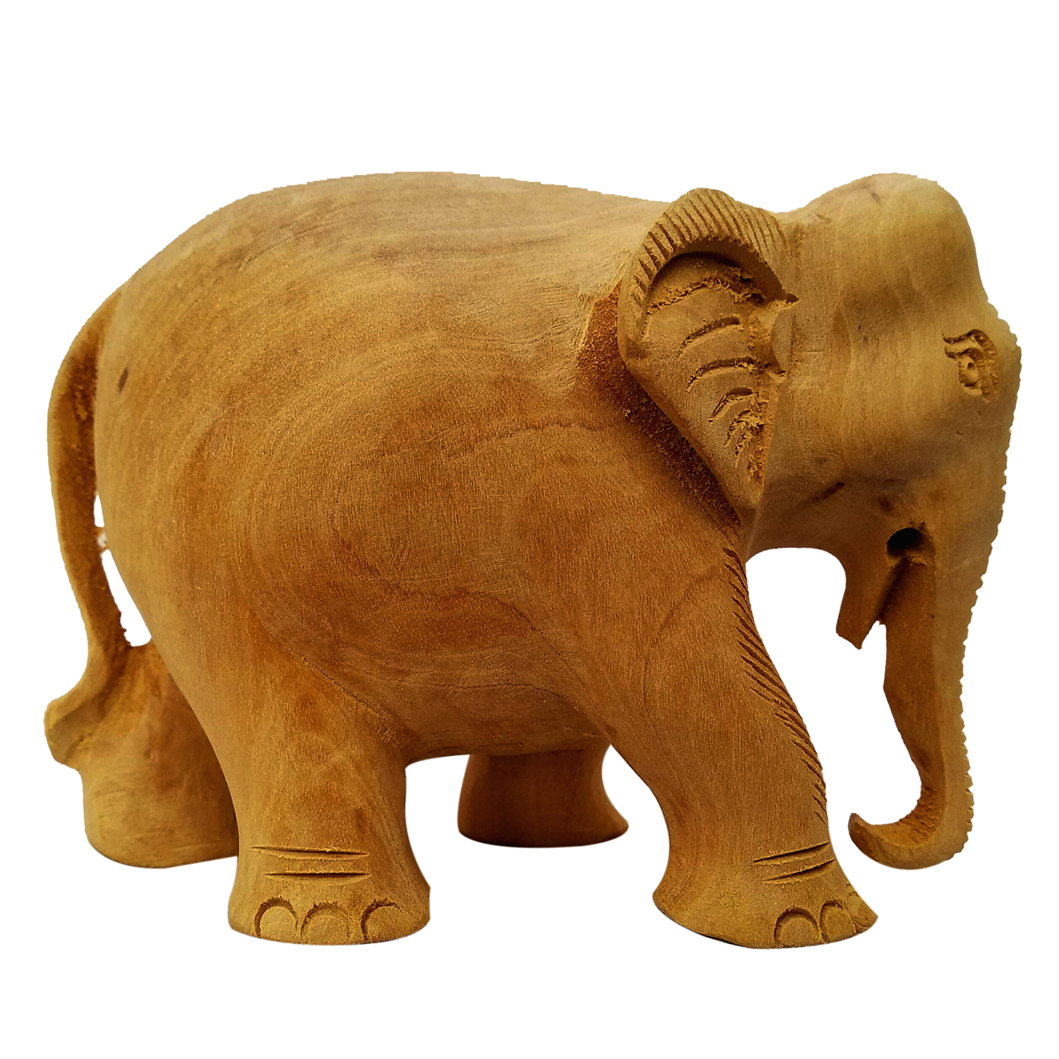 Handcrafted Wooden Elephant Model - 3 Inch Polished Fine Wood Carved By Expert Artisans For Elegant Home Decoration And Thoughtful Gifting