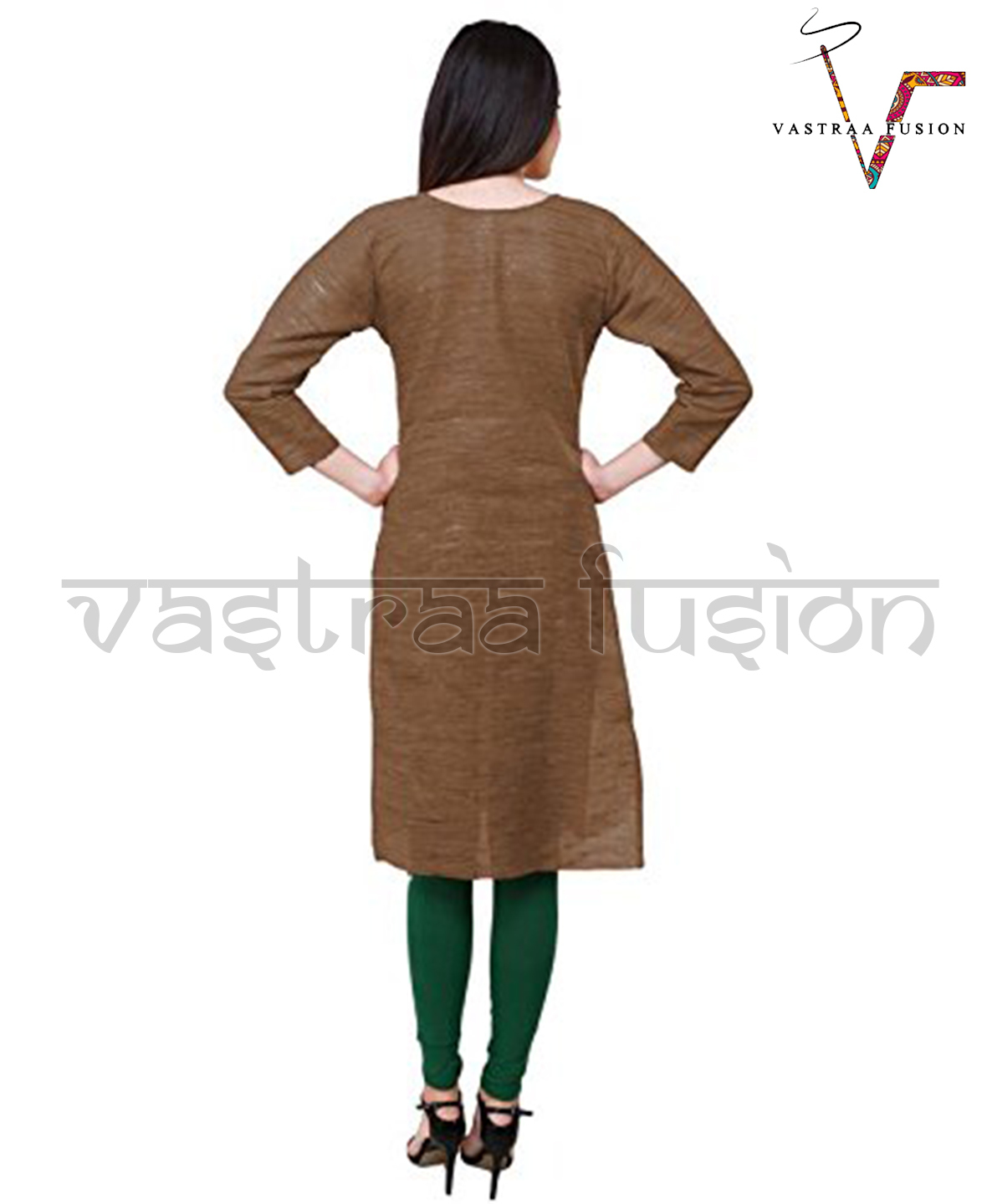 Khadi Look In Solid Colour South Cotton Kurti - Cotton Blend, 42 Inch Length, Available In 25 Colors, Regular Fit, 3/4 Sleeve | Anti-uv, Breathable, Quick Dry, No Fade, Plus Size, Waterproof, Casual & Festive Wear