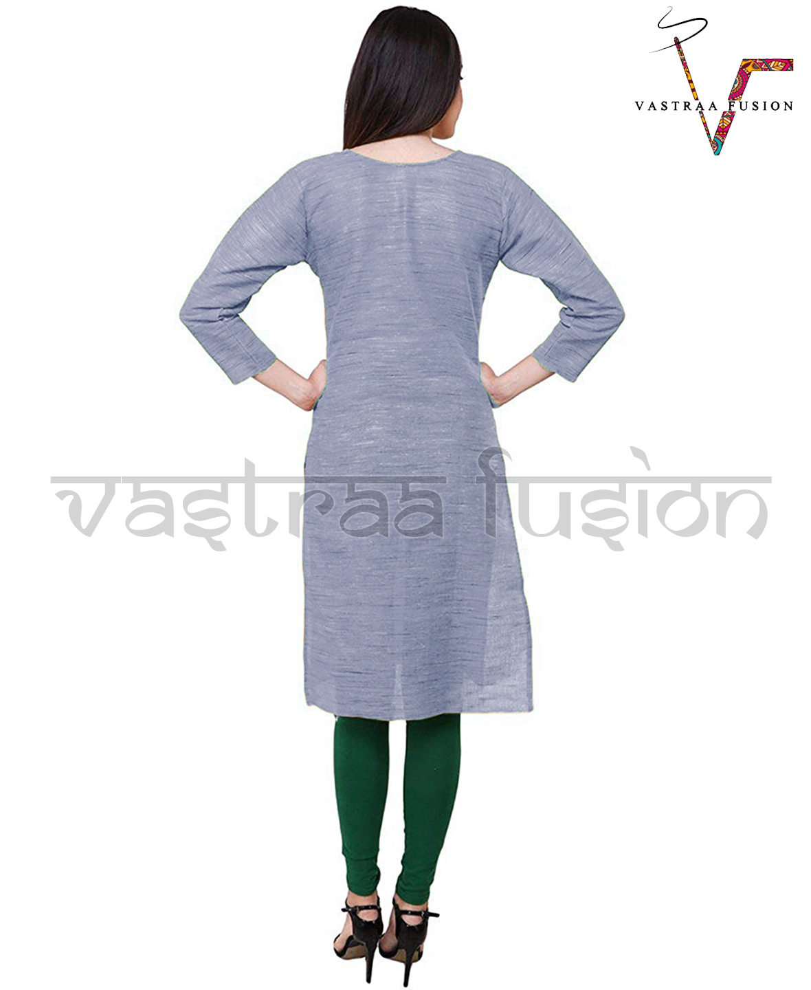 Khadi Look In Solid Colour South Cotton Kurti - Cotton Blended Jute, Sizes 36 To 50 Inches, Available In 25 Colours, Regular Fit For Casual & Festive Occasions