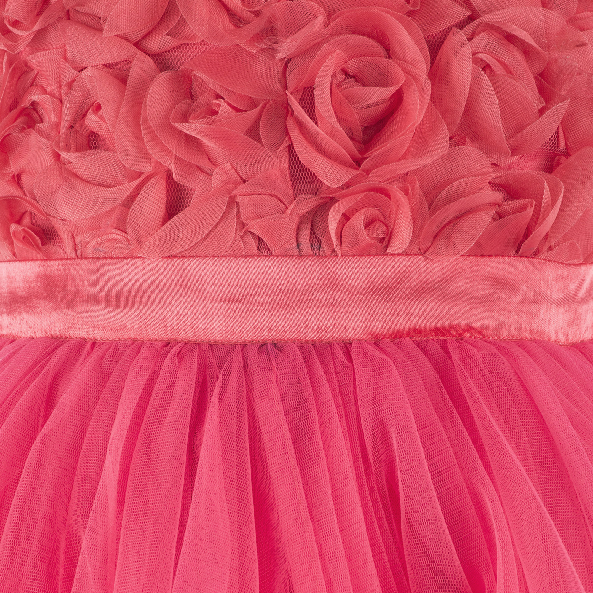 Rose Applique Coral Frock. Age Group: 2-12 Years