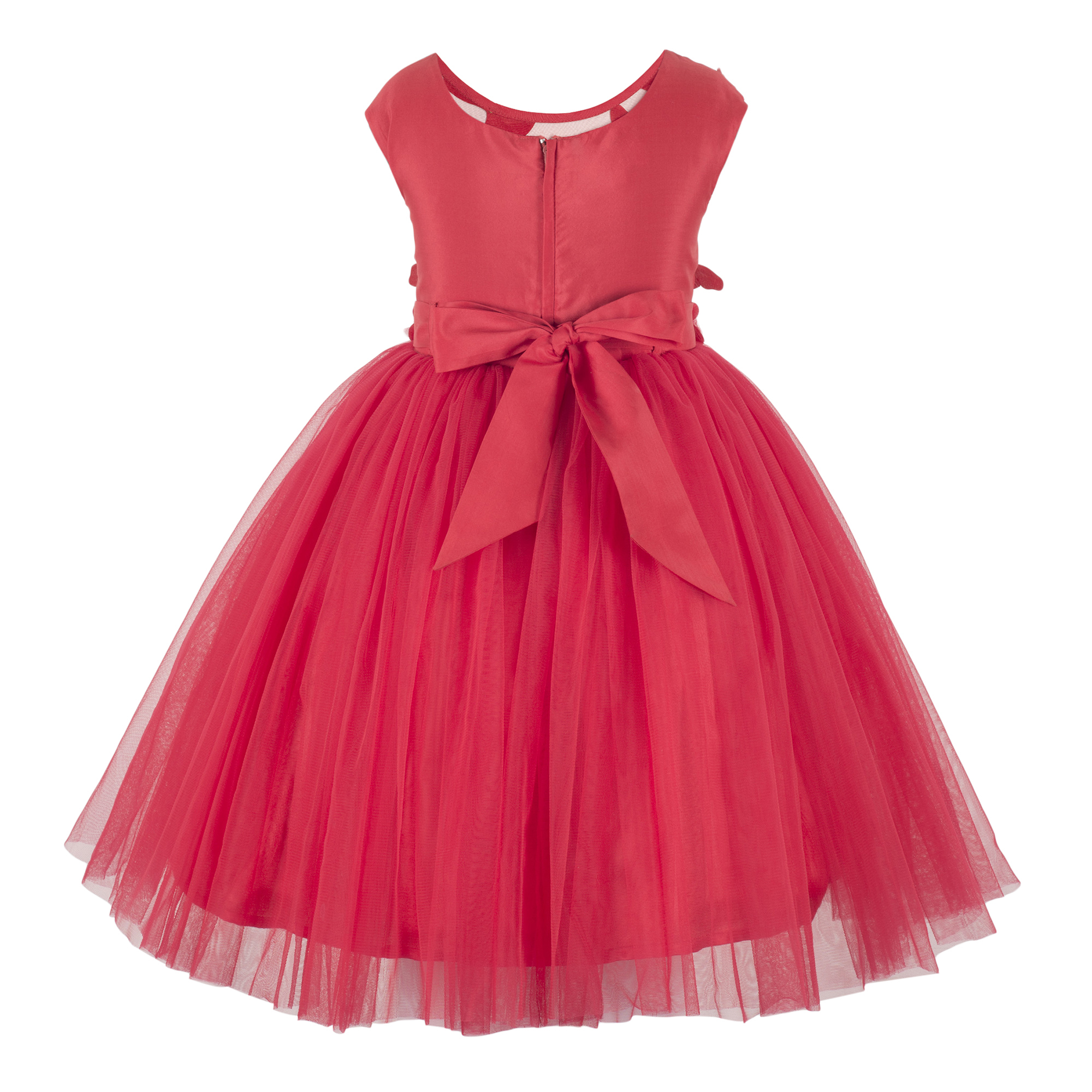 Butterfly Applique Red Frock. Age Group: 2-12 Years