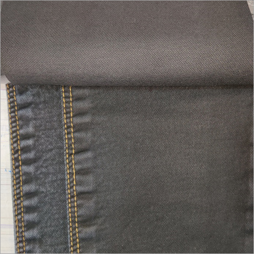 Black Dobby Knitted Denim Fabric - Grey Lightweight Fabric, Smooth Texture, Washable Plain Pattern For Jeans