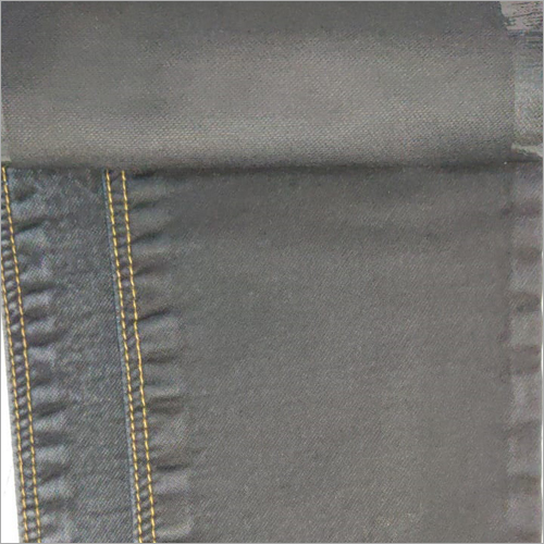 Black Dobby Knitted Denim Fabric - Grey Lightweight Fabric, Smooth Texture, Washable Plain Pattern For Jeans