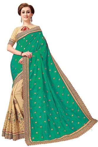 Silk Half And Half Heavy Embroidered Saree