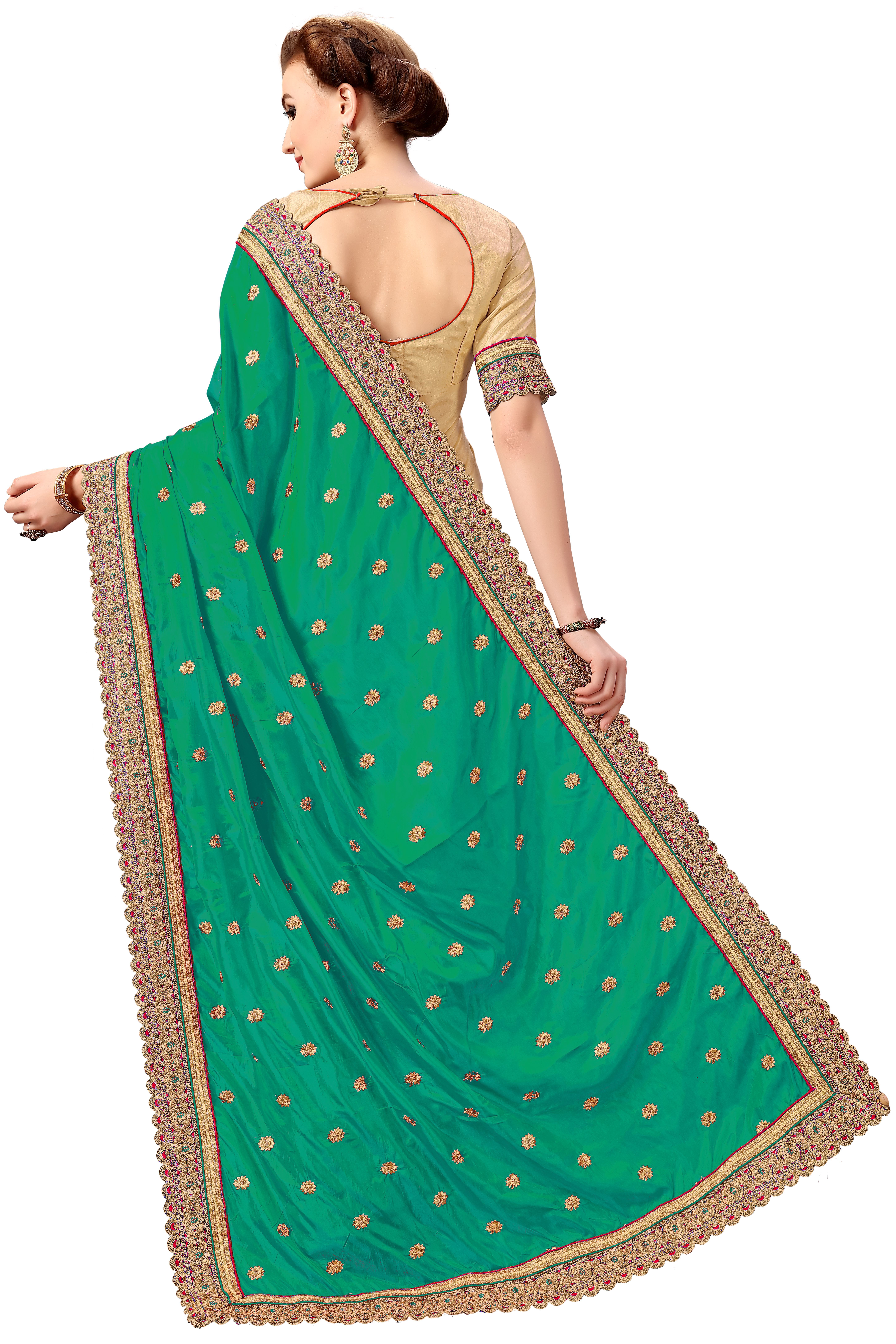 Silk Half And Half Heavy Embroidered Saree