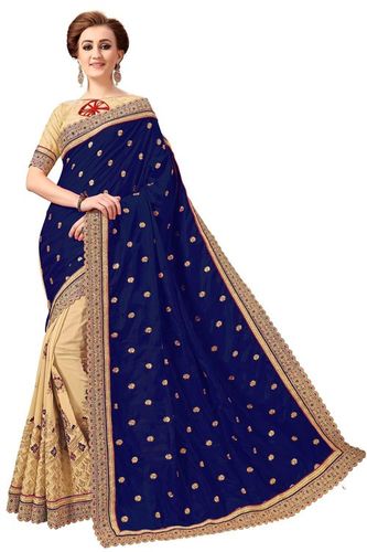 Silk Half And Half Heavy Embroidered Saree