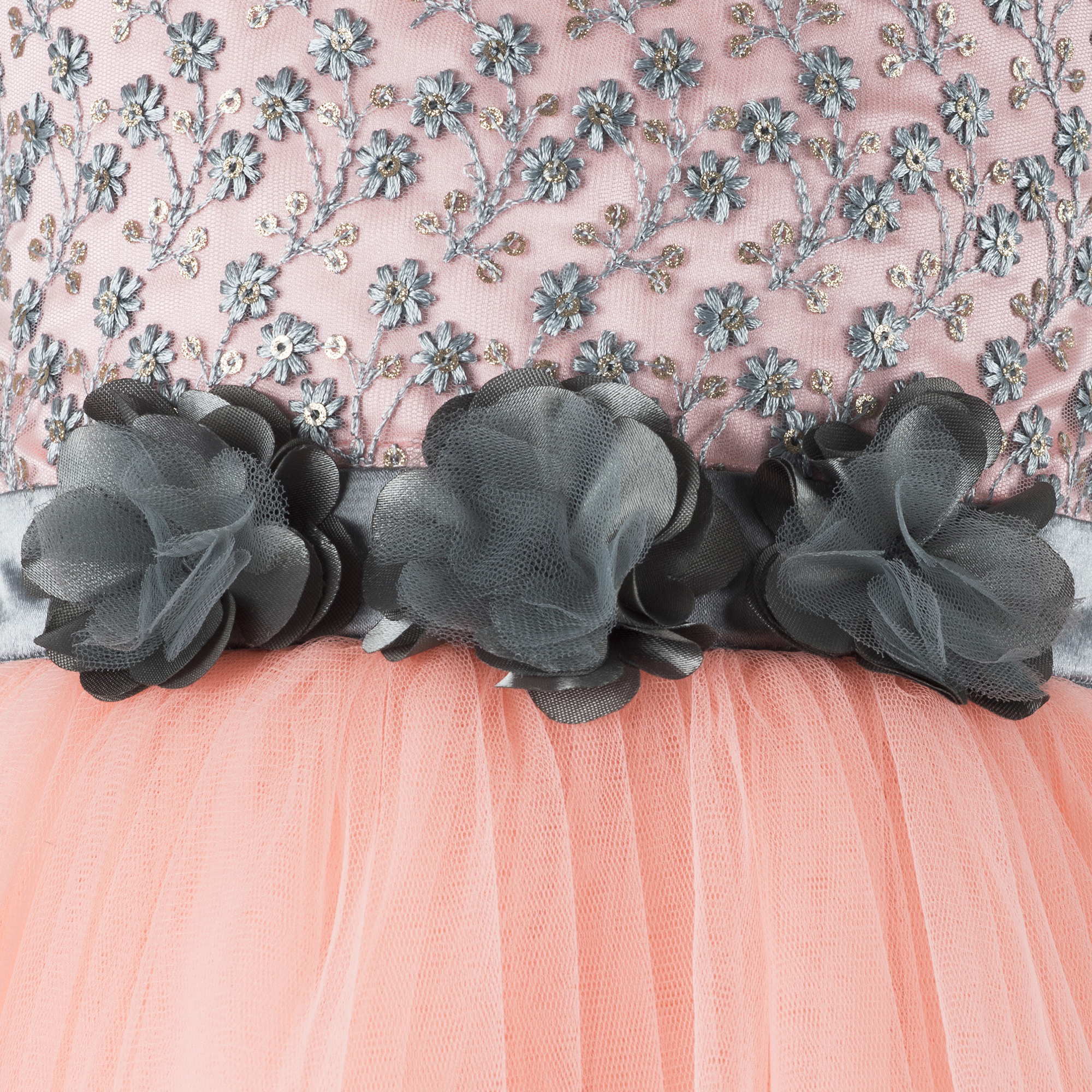 Embroidered Peach Frock. Age Group: 2-12 Years