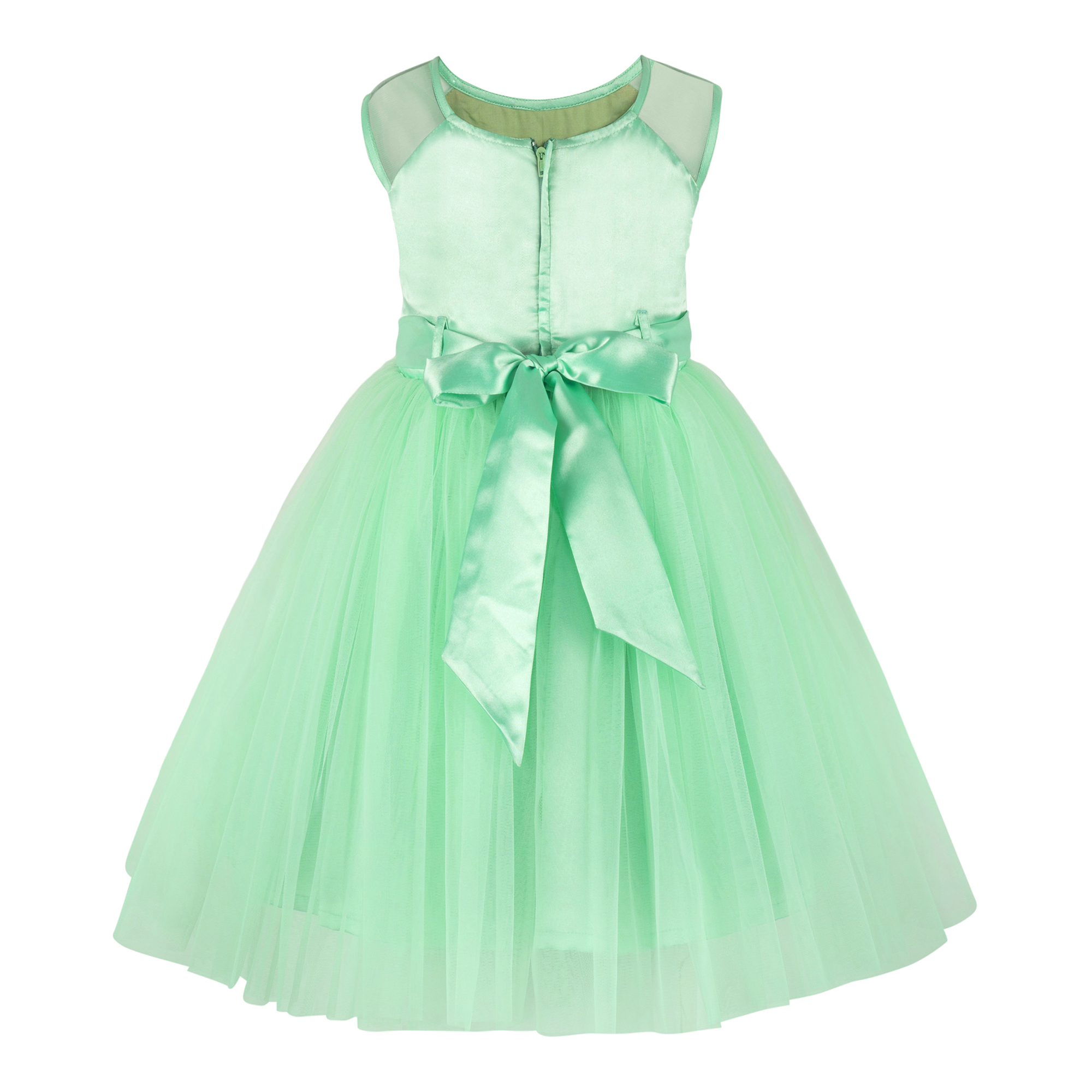 Flower Applique Green Frock. Age Group: 2-12 Years