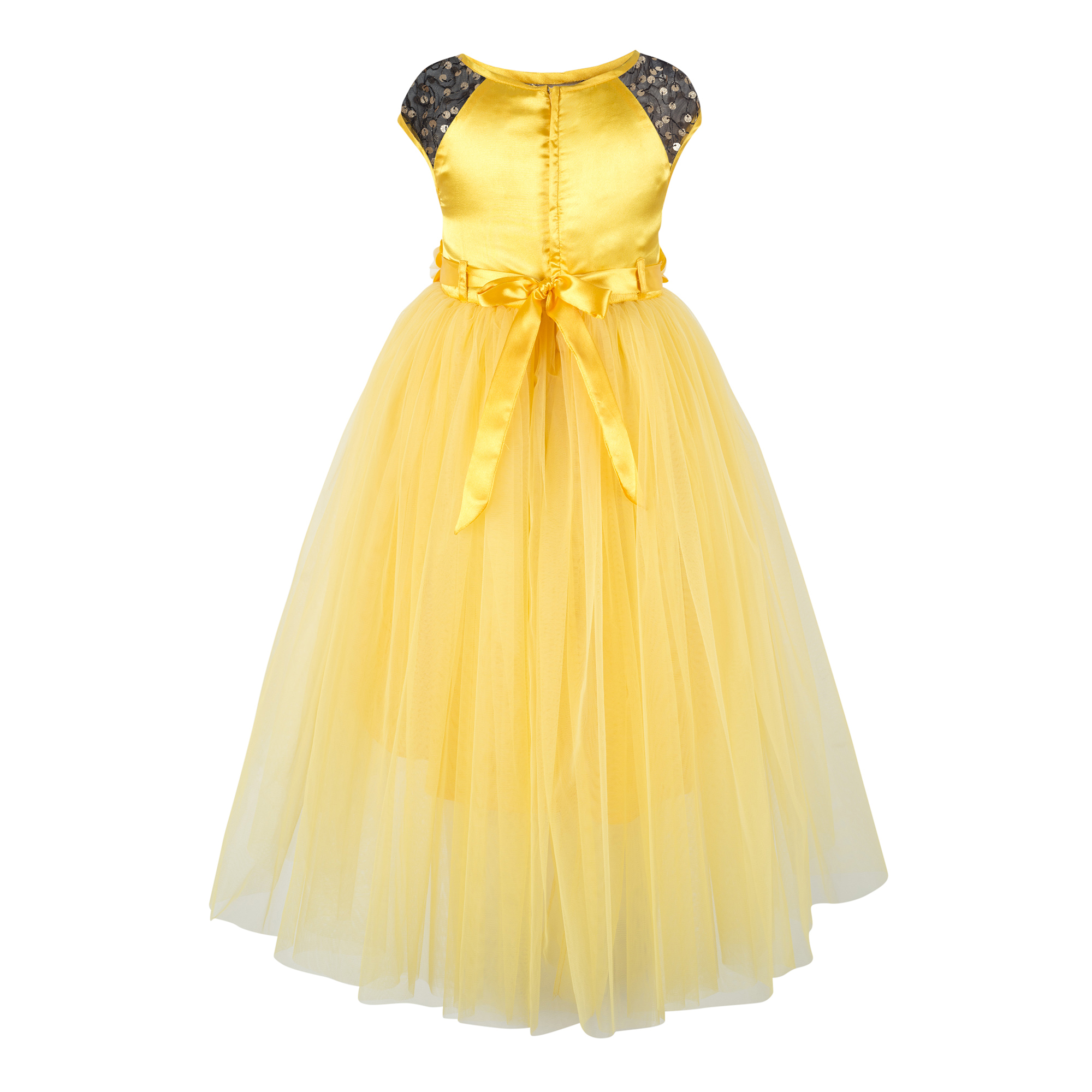 Sequins Embellished Yellow Dress. Age Group: 2-12 Years