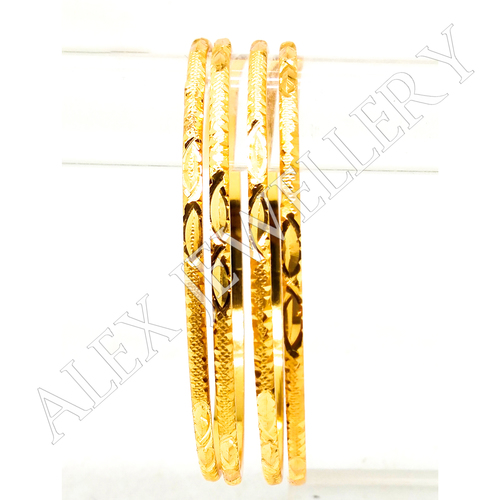 Gold Plated Shagun Bangle - Brass, Sizes 2.4, 2.6, 2.8, Golden Color, Round Design No. 3038 A | Traditional Style for Weddings and Parties