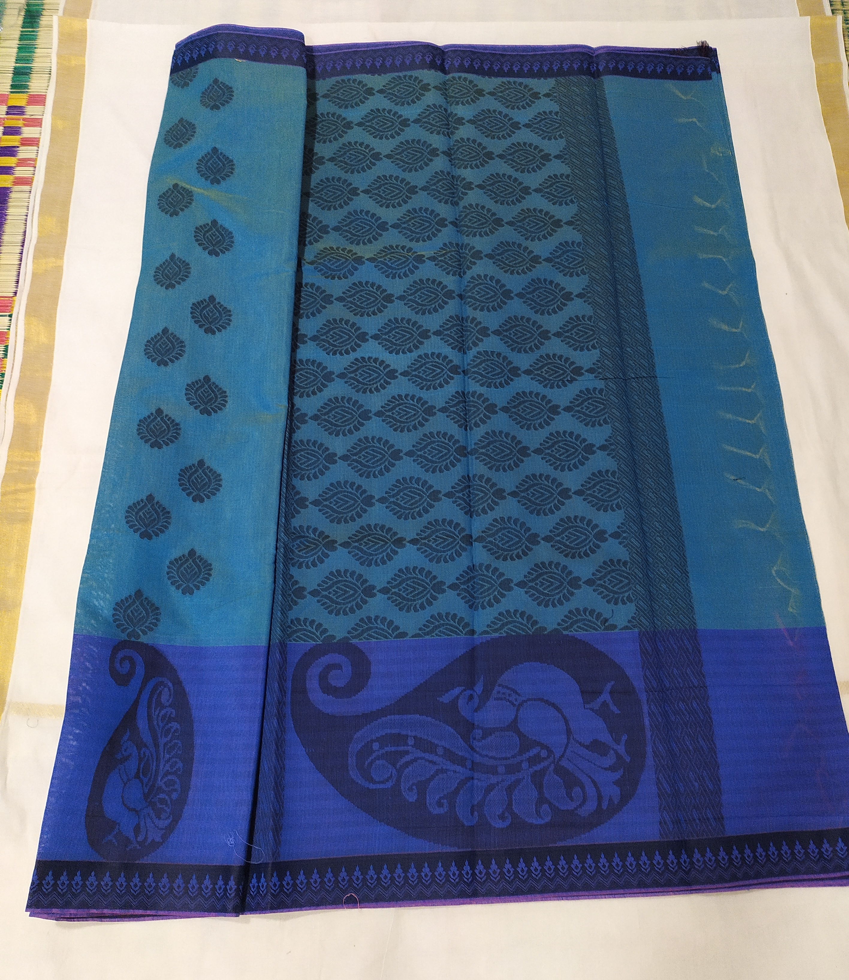Available In Multicolour Designer Kora Cotton Saree