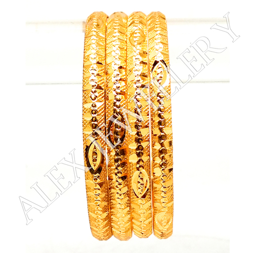 Gold Plated Brass Shagun Bangle - Size 2.4, 2.6, 2.8 | Traditional Round Design for Weddings, Parties, and Anniversaries