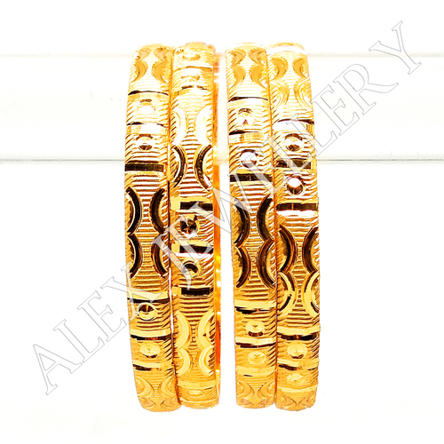 Gold Plated Shagun Bangle - Round Shape 2.4, 2.6, 2.8 Size | Traditional Brass Jewelry for Party and Wedding