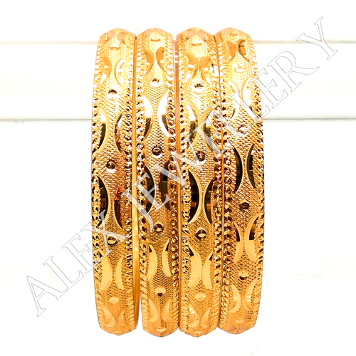 Gold Plated Shagun Bangle - Brass, Sizes 2.4, 2.6, 2.8 | Traditional Style, Round Design for Weddings and Parties