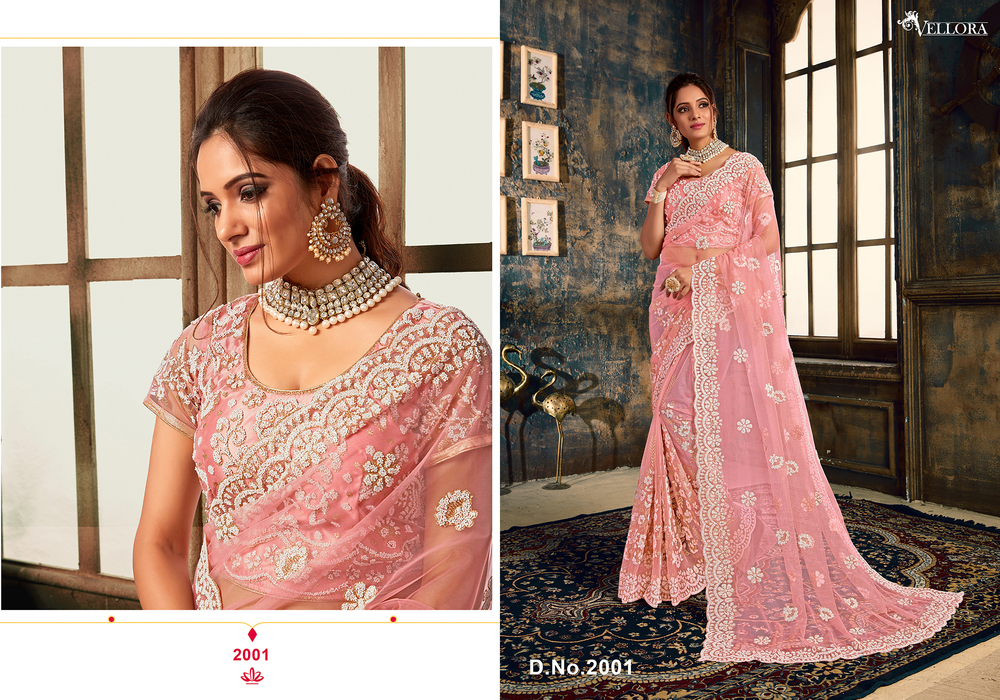 Designer Net Embroidered Saree