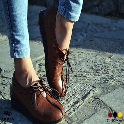 Black-honey-crimson Casual Genuine Leather Flat Lady Shoes
