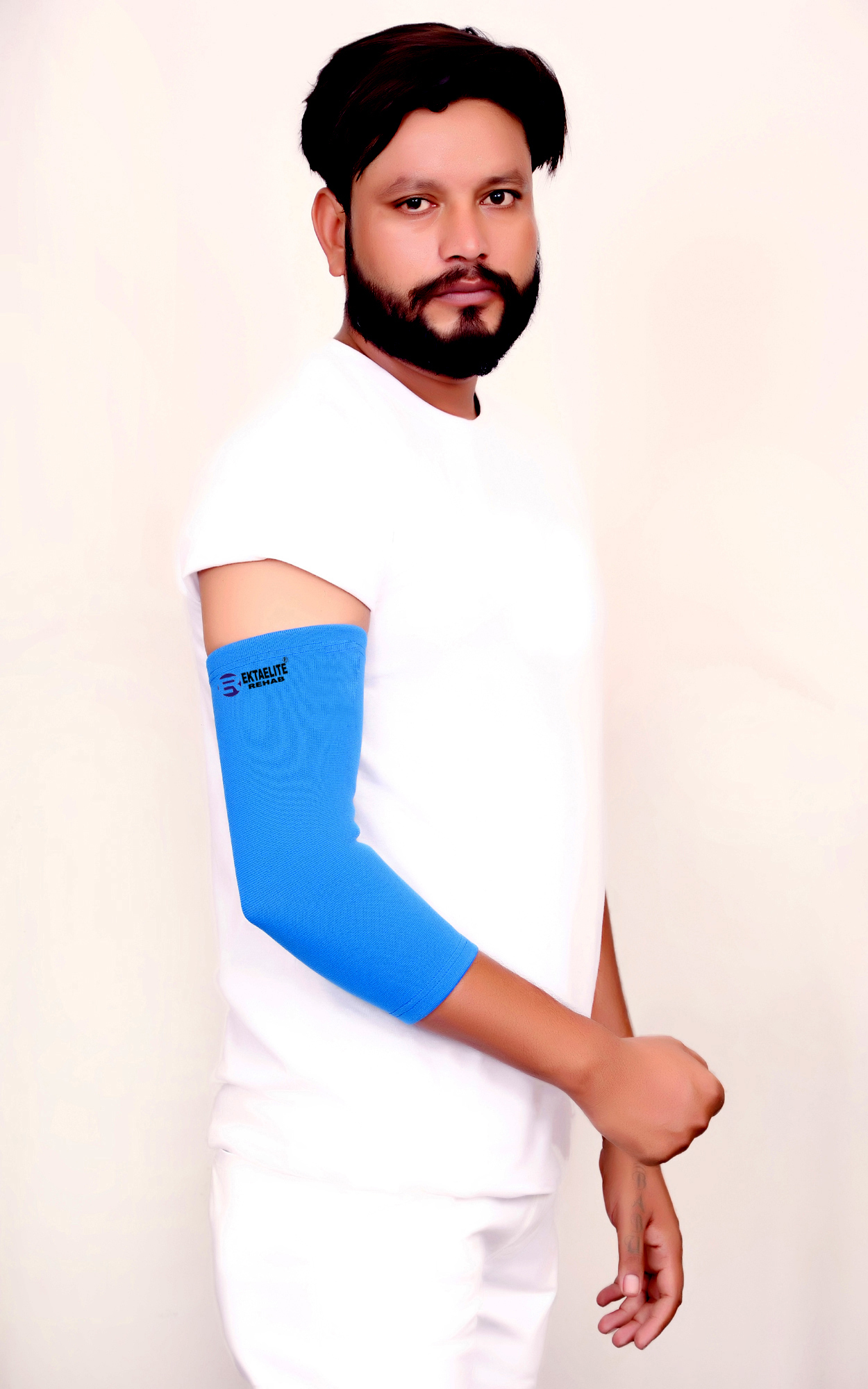 Elastic Elbow Support - Cotton Blend, 8x5x3 Inches | Light In Weight, Easy To Operate, Foldable, Portable, Provides Support To Elbow