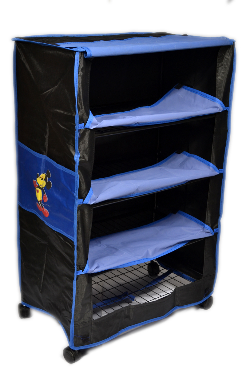 Blue 4 Shelf Cover Shoe Rack