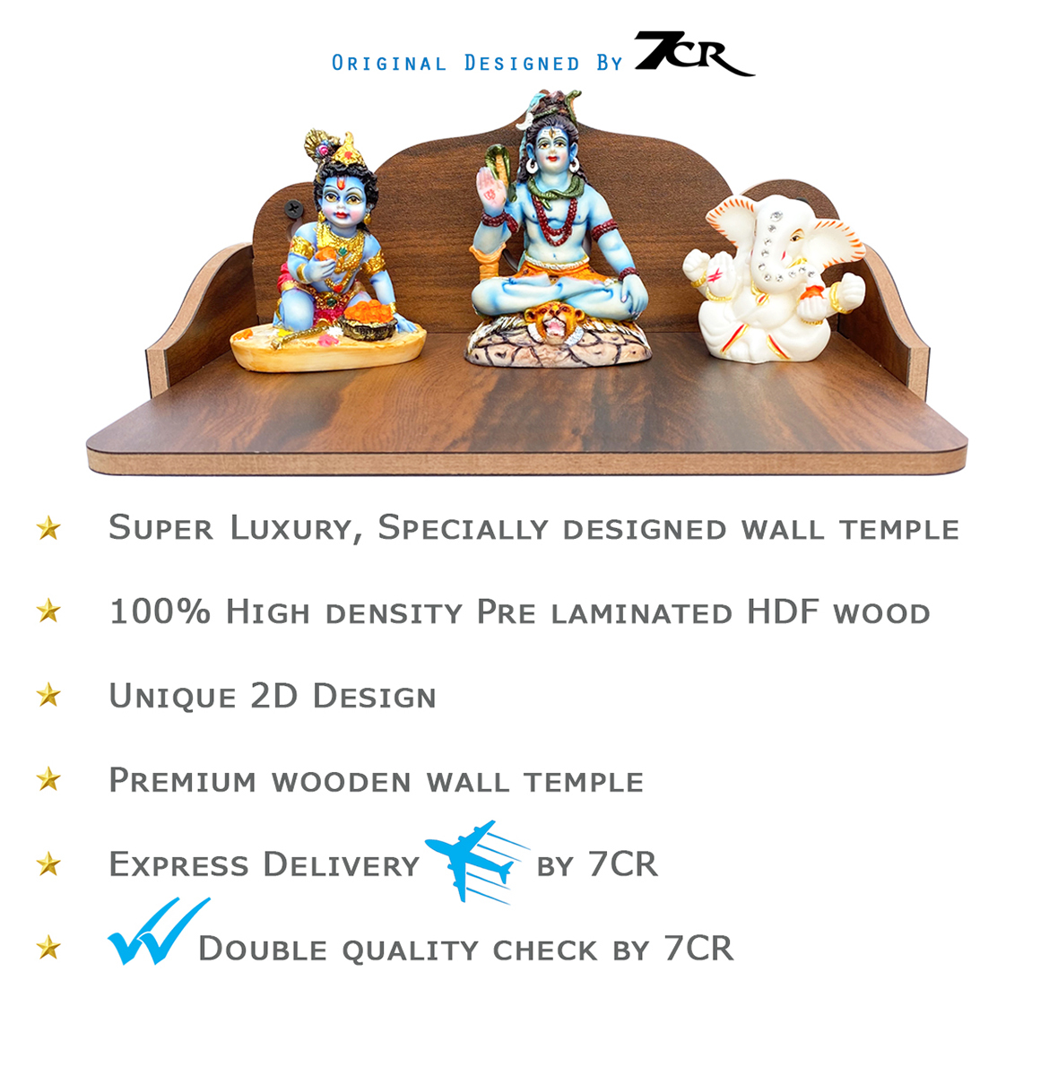 Wooden Temple - 12cm Height X 27cm Width | Teakwood Crafted, Easy To Clean, Lightweight, Rust Proof, Moisture Resistant