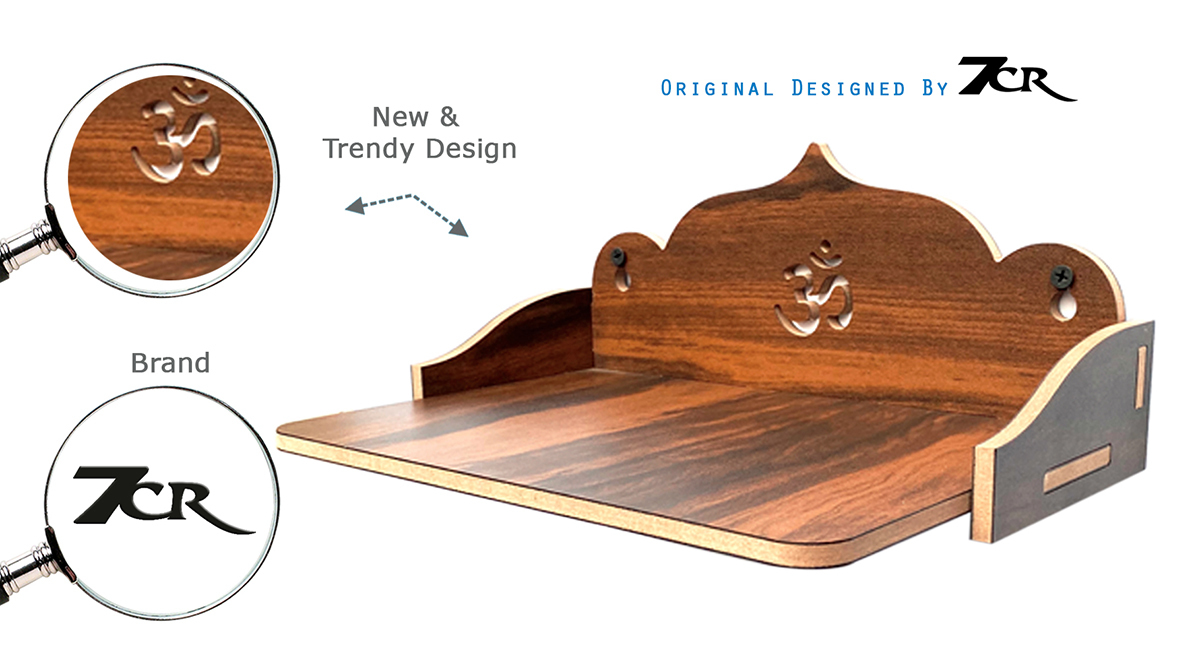 Wooden Temple - 12cm Height X 27cm Width | Teakwood Crafted, Easy To Clean, Lightweight, Rust Proof, Moisture Resistant