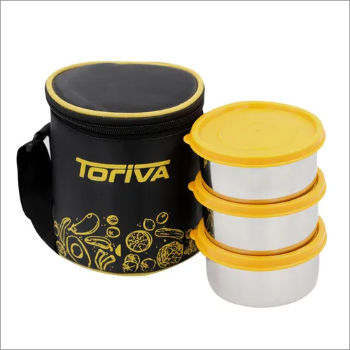 TORIVA Lunch Buddy Premier - Stainless Steel & Plastic | 3 Pcs Insulated, Leak Proof, Food Grade Containers, Ideal for Workplace & School, Keep Food Fresh