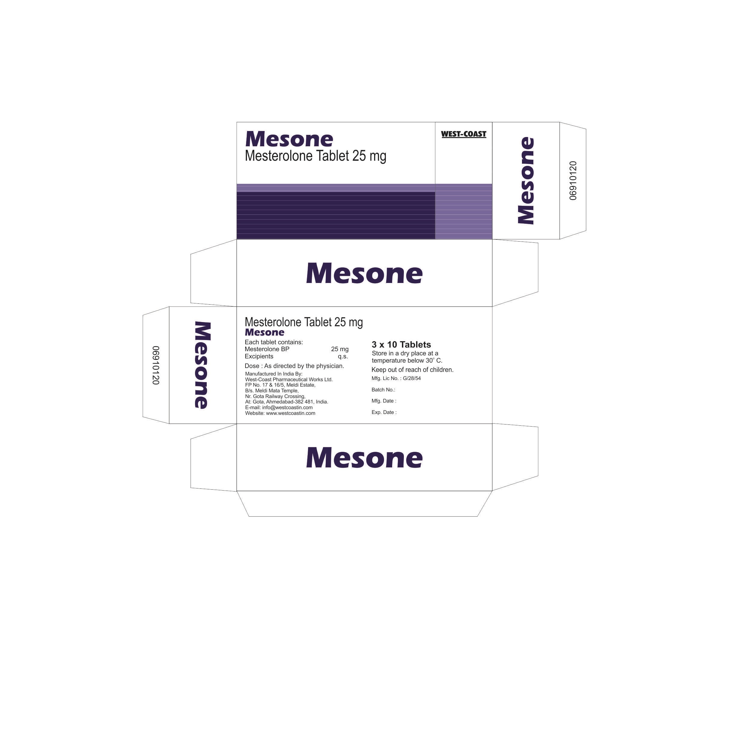 Mesterolone Tablets 25 Mg Cas No: -