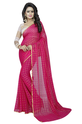 Chiffon Saree With Attached Blouse - Chiffon Fabric, Multicolor Design | Suitable for Party Wear, Ideal for All Seasons, Includes Random Selection of 25+ Different Designs